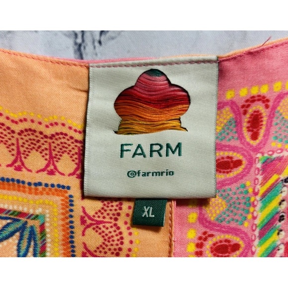 FARM RIO Mixed Scarves Crop Top Bandeau Style Vacation Resort wear Size XL - Picture 7 of 11